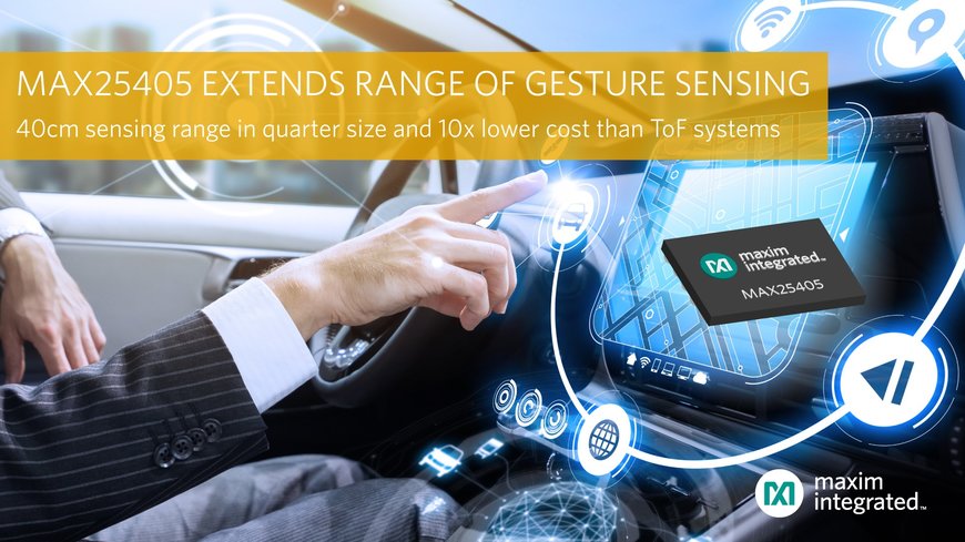 Infrarotbasierter dynamischer Gestensensor von Maxim Integrated erkennt breiteres Spektrum an Handgesten aus größerer Entfernung und sichert die Fahreraufmerksamkeit für die Straße